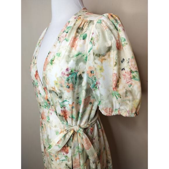 Alex Marie Floral Wrap Dress Midi Short Sleeve Cottage Boho - Picture 6 of 13